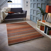 Carter Modern Striped Rug in Rust/Orange - Pendle Village Furniture